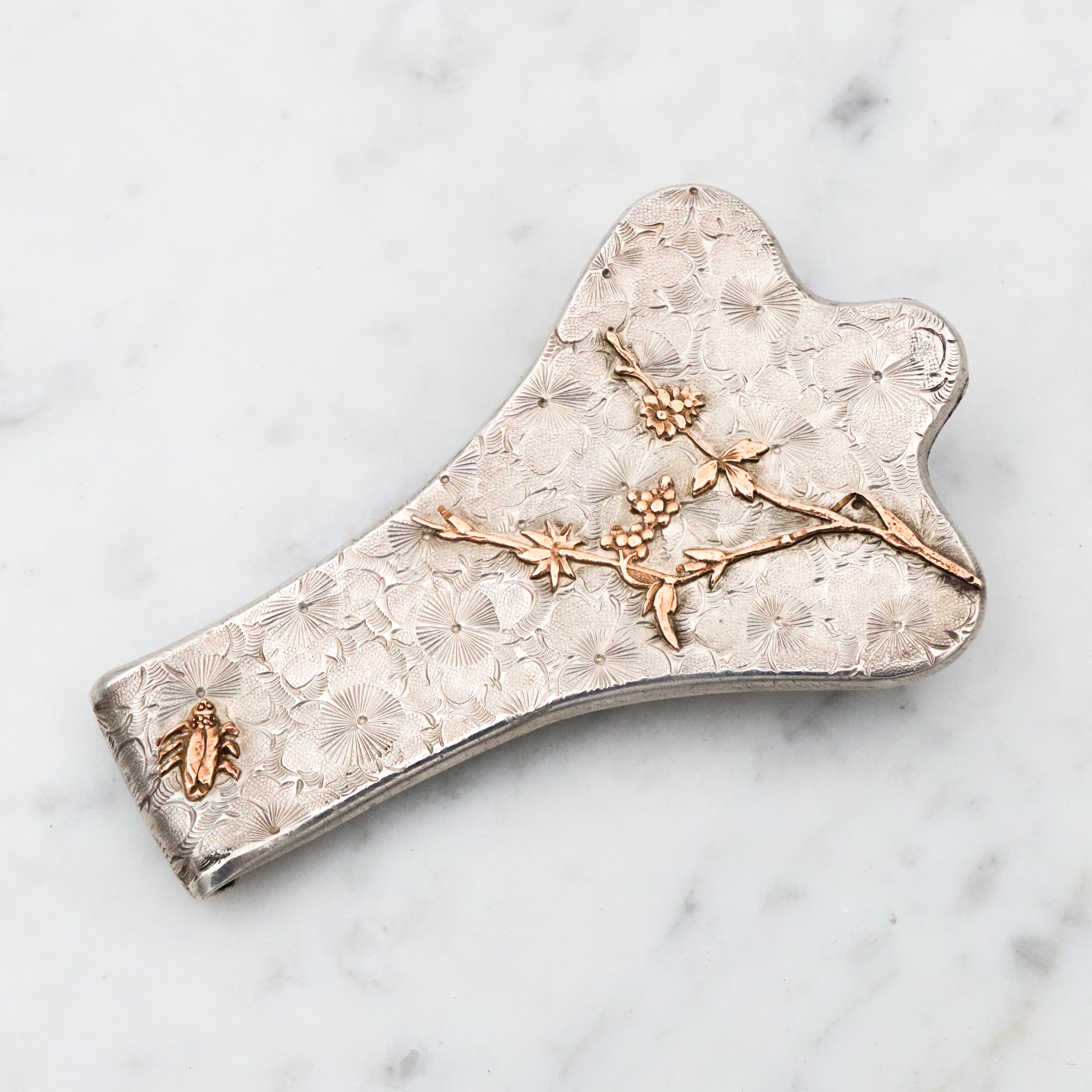 Antique Aesthetic mixed metals sterling bug chatelaine clip by Dominick & Haff